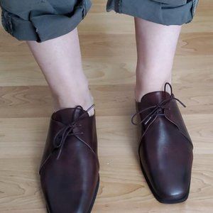 Free People Mackenzie Square Toe Loafers size 40 Burgundy